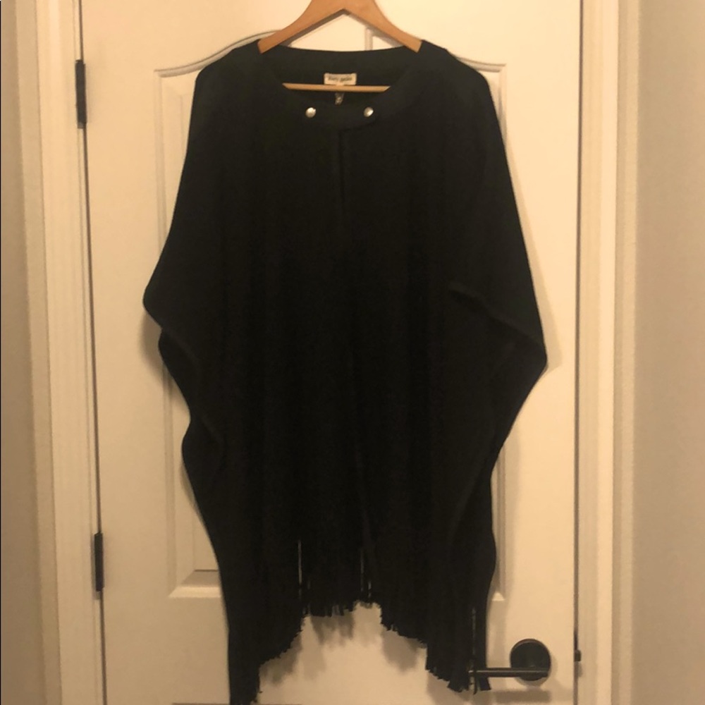 Liberty Garden Fringe Poncho with Suede Detail